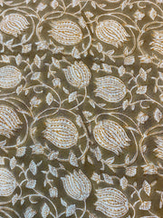 Sylvene Block Print Handloom Linen Fabric